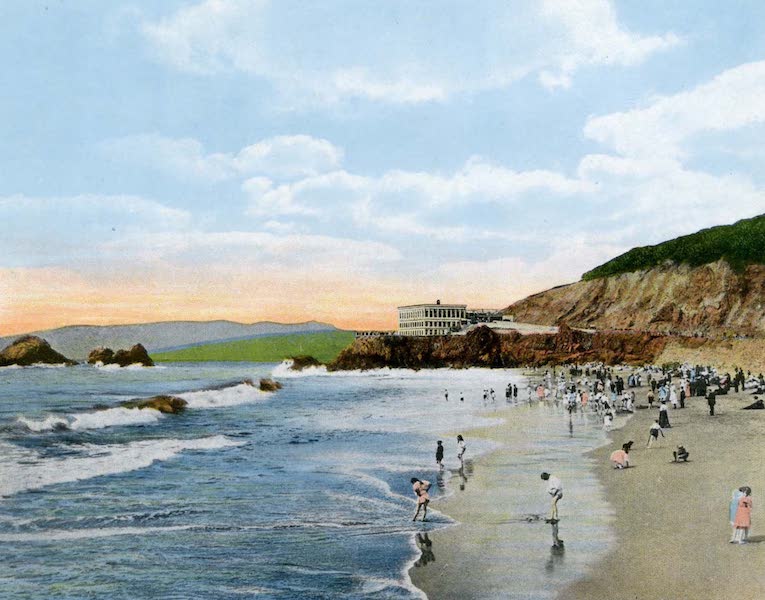 Souvenir of San Francisco, California - Cliff House and Seal Rocks from Beach (1914)