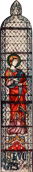 Stained Glass of the Middle Ages in England and France - St. Luke, from choir clerestory of St. Ouen, Rouen. Fourteenth century (1913)