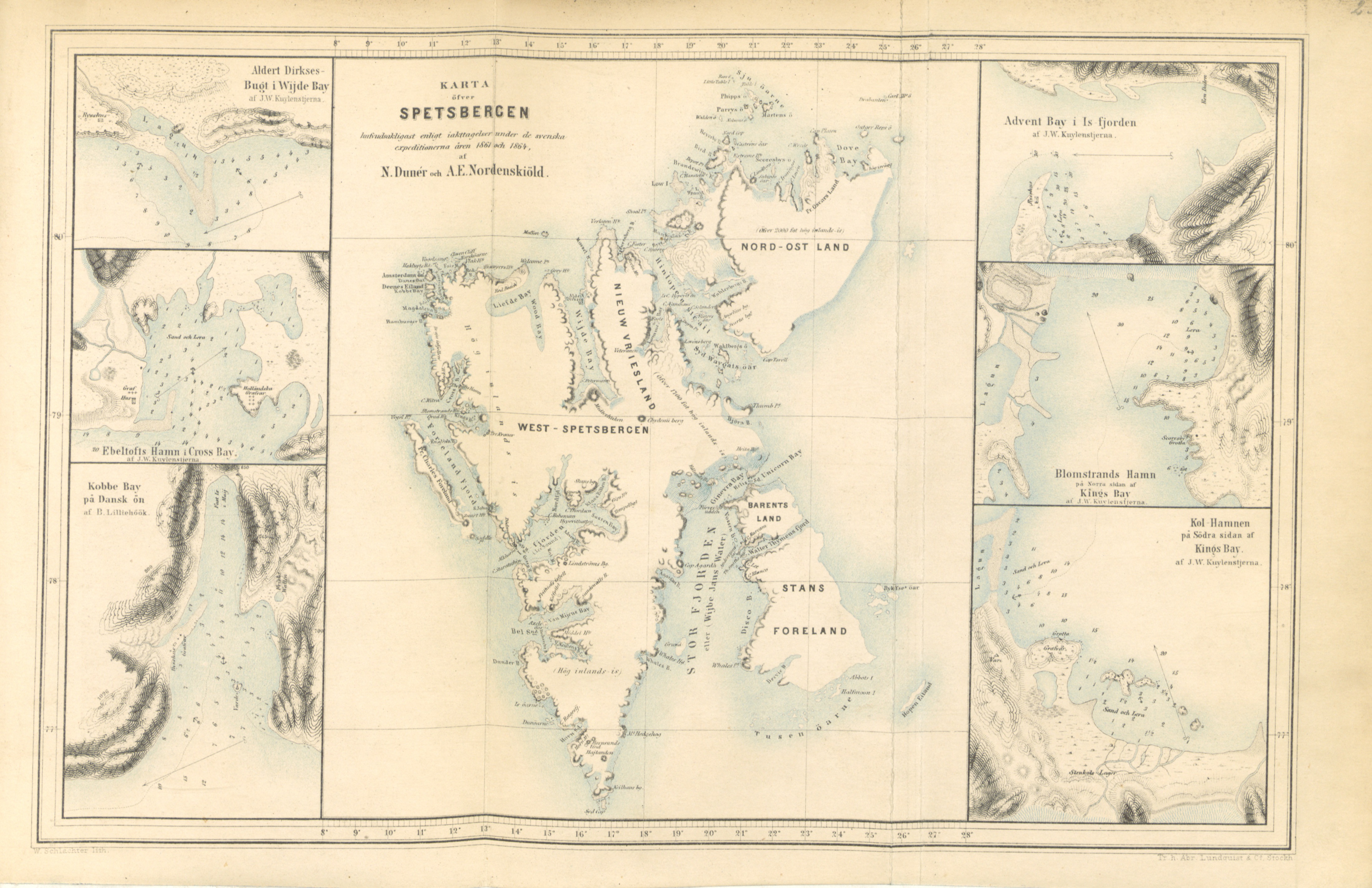 Svenska expeditionen till Spetsbergen - Karte over Spetsbergen (1865)