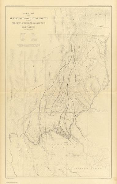 Sketch Map ... showing the Faults of the Grand Canon District.