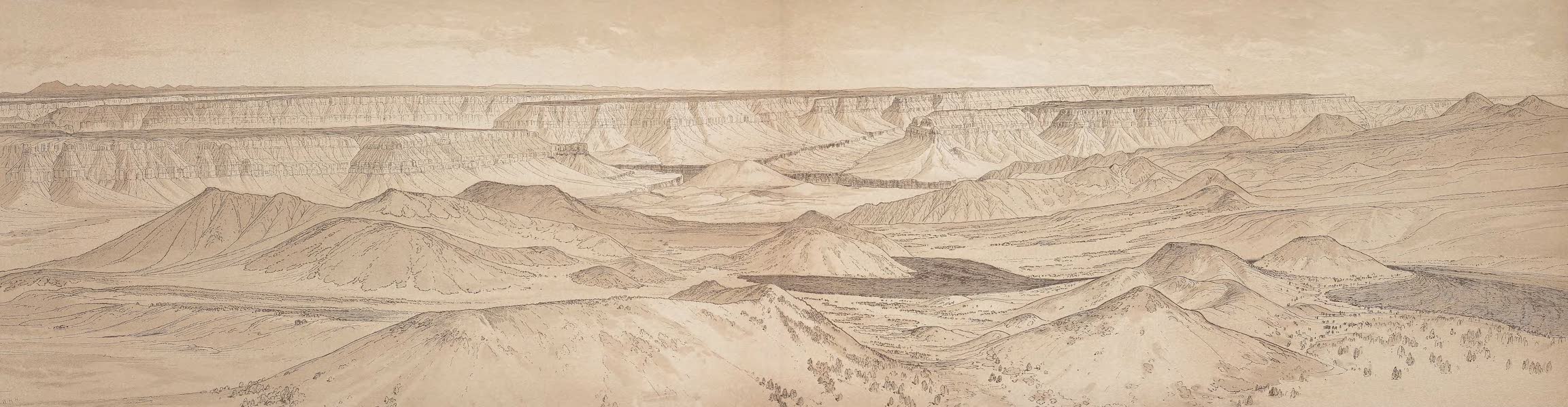 Tertiary History of the Grand Canon [Atlas] - Views looking east and south from Mt. Trumbull (1882)