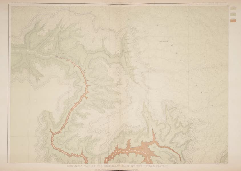 Tertiary History of the Grand Canon [Atlas] - Geologic Map Of The Southern Part Of The Kaibab Plateau. [Part I. North-Western Sheet.] (1882)