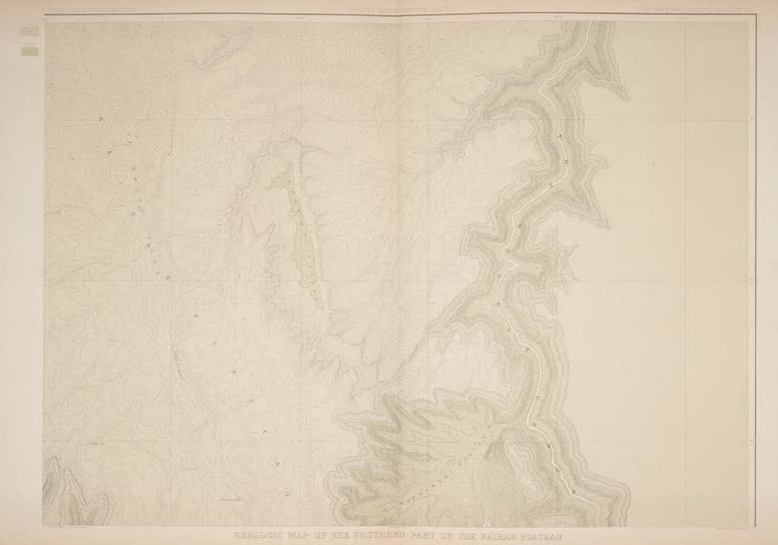 Tertiary History of the Grand Canon [Atlas] - Geologic Map Of The Southern Part Of The Kaibab Plateau. [Part II. North-Eastern Sheet.] (1882)