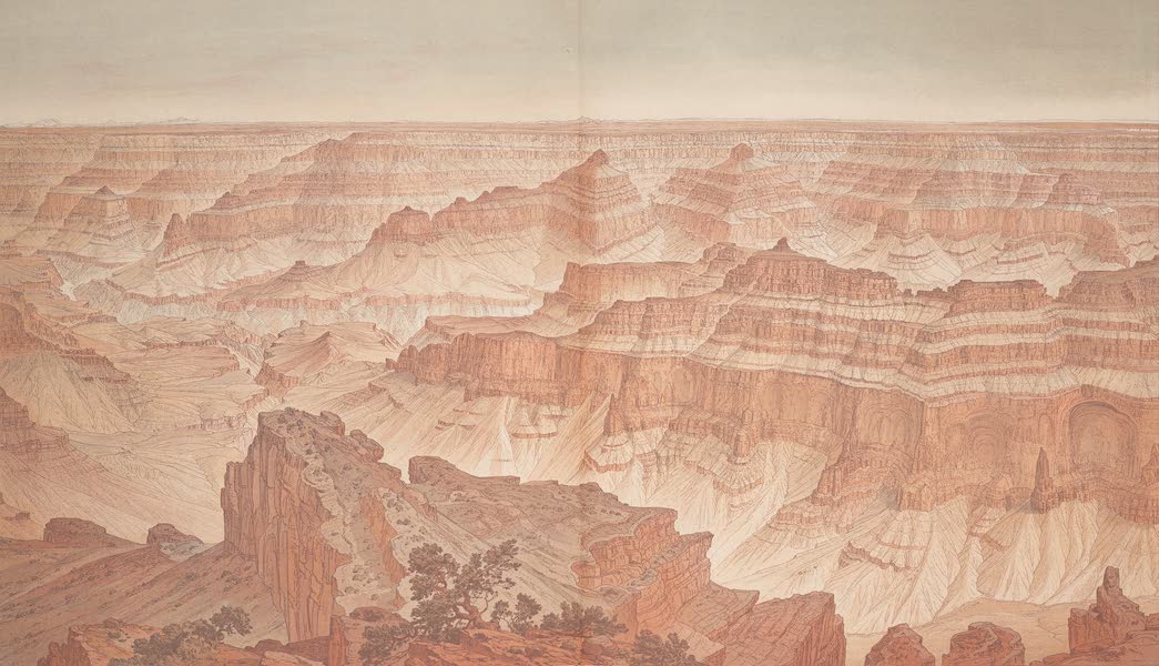 Tertiary History of the Grand Canon [Atlas] - Panorama from Point Sublime. [Part II. Looking South.] (1882)
