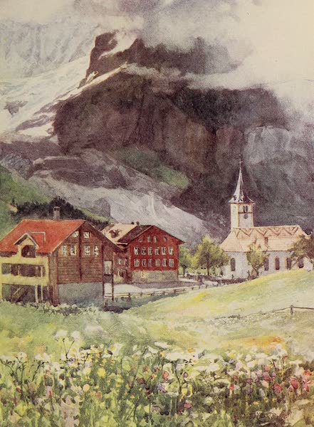 The Alps, Painted and Described - Lower Glacier and Grindelwald Church (1904)