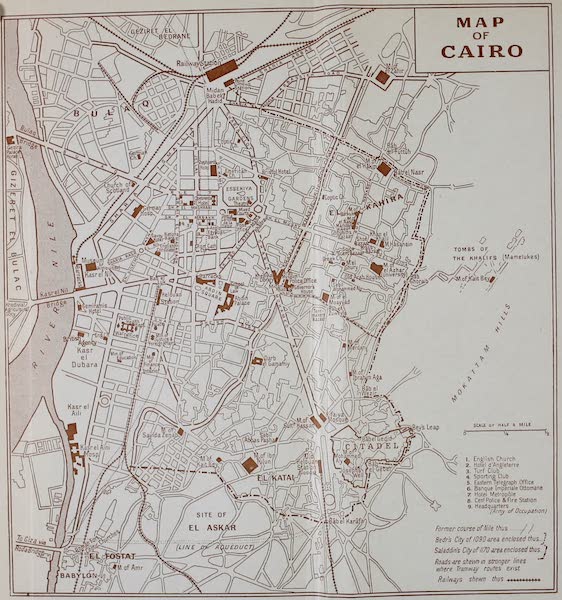 The Banks of the Nile - Map of Cairo (1913)