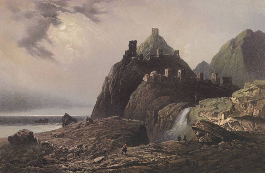 The Beautiful Scenery and Chief Places of Interest throughout the Crimea - Ruins of a Large Genoese Fortress at Sudak (1856)