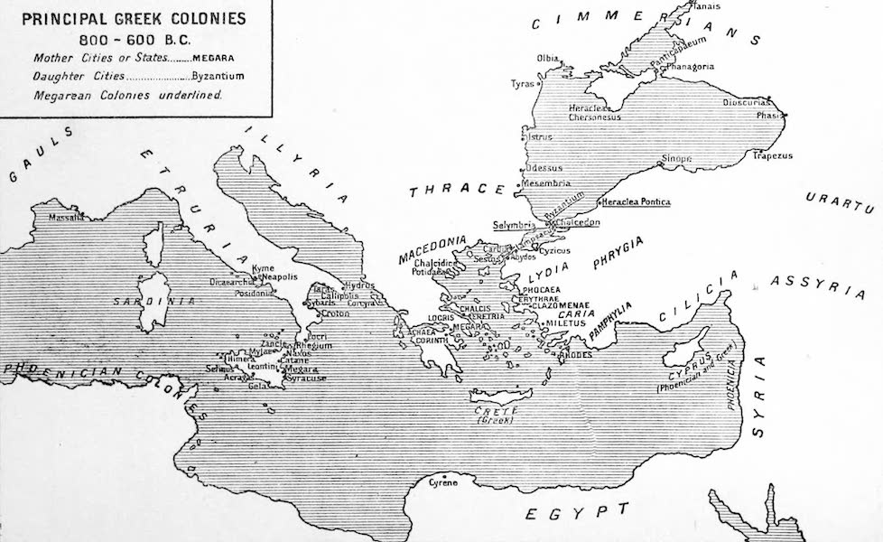 The Byzantine Empire - Principal Greek Colonies, 800-600 B.C. (1910)