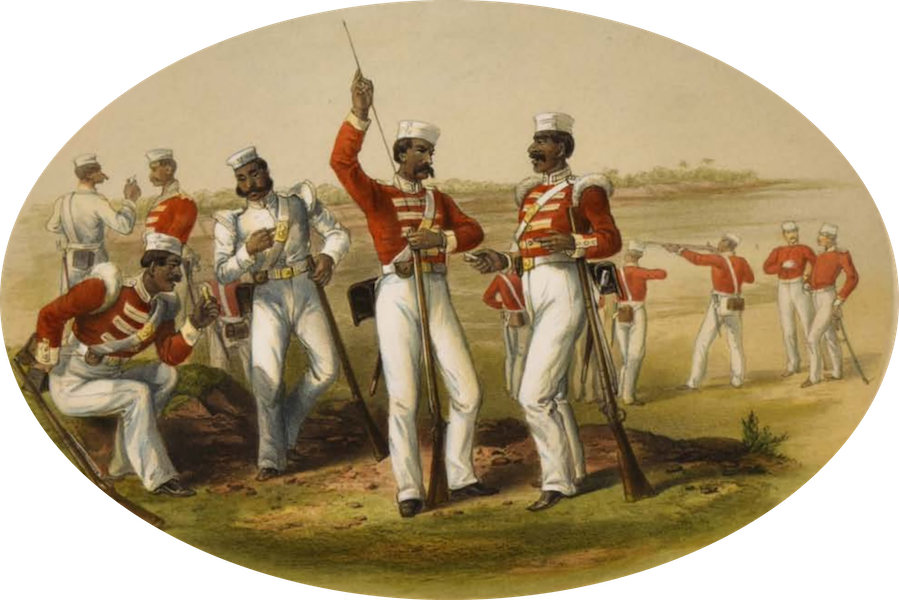 The Campaign in India - Sepoys at Rifle Practice (1859)