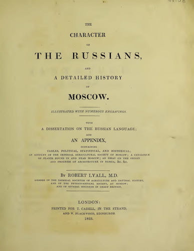 The Character of the Russians and a Detailed History of Moscow (1823)