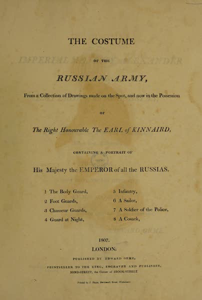 The Costume of the Russian Army - Title Page (1807)