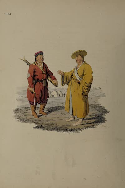 A Kalmuc, with his Rifle-gun and Whip ; and likewise a Kalmuc Priest, or Gellong