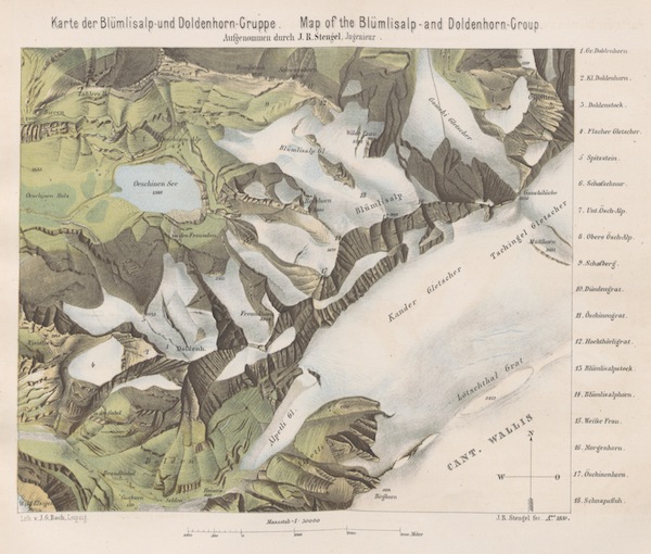 The Doldenhorn and Weisse Frau - Map of the Blumlisalp and Doldenhorn Group (1863)