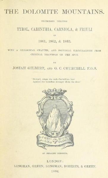 The Dolomite Mountains - Title Page (1864)