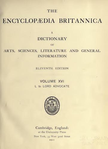 Encyclopedias - Encyclopaedia Britannica Vol. 16