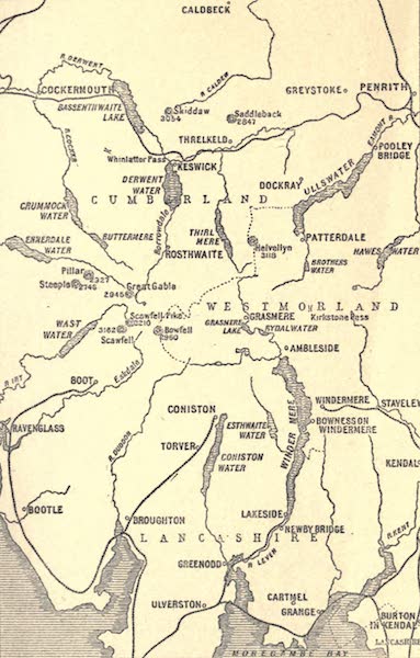 The English Lakes Painted and Described - Sketch Map of the English Lake District (1908)