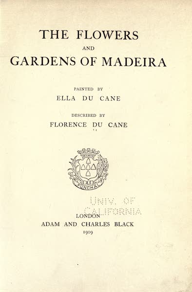 The Flowers and Gardens of Madeira - Title Page (1909)