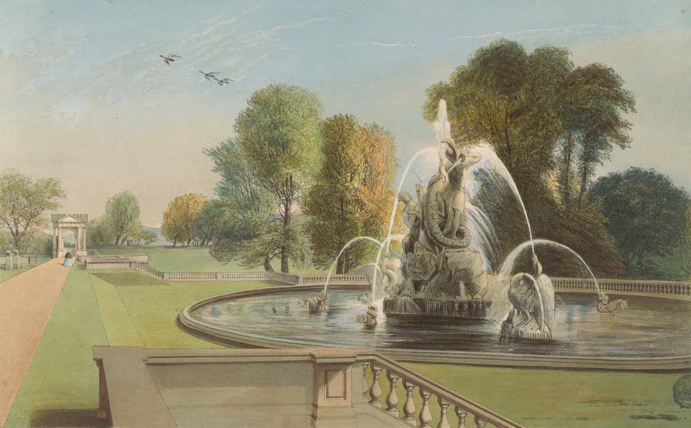 The Gardens of England - St. George & the Dragon Fountain, Holkham (1858)