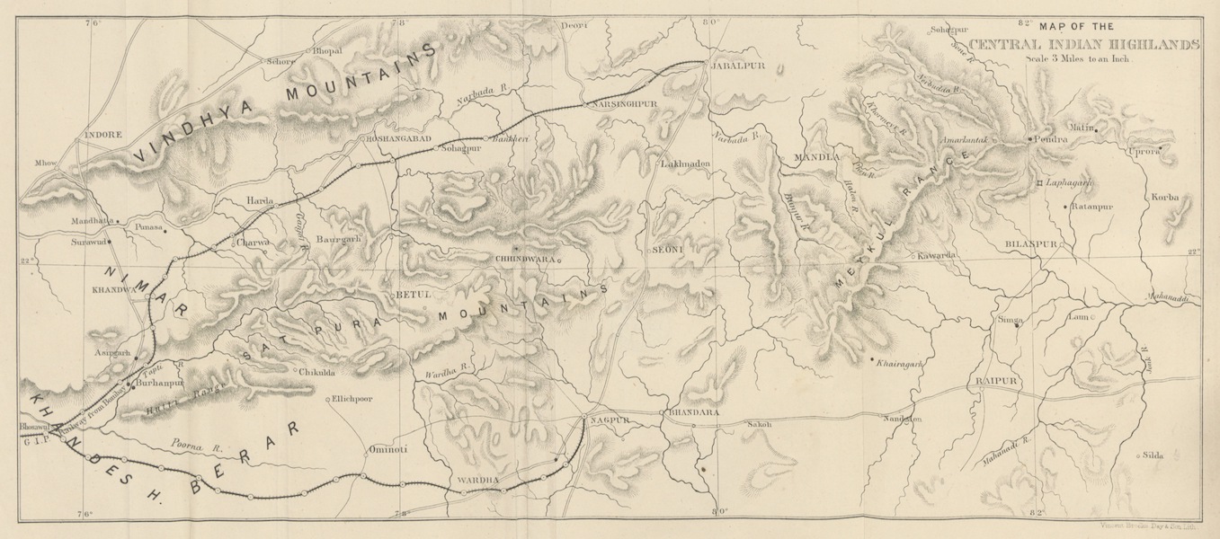 The Highlands of Central India - Map of the Central Indian Highlands (1871)