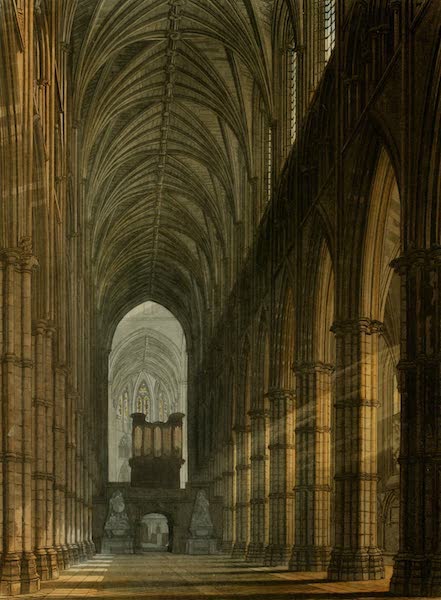 The History of the Abbey Church of St. Peter's Westminster Vol. 2 - Interior view of Westminster Abbey, from the West Gate (1812)