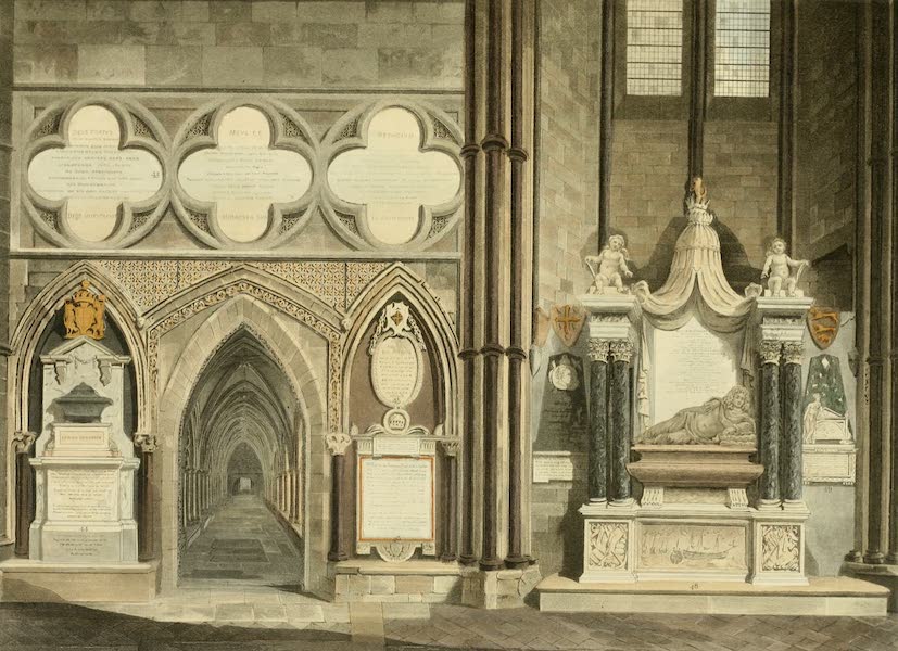 The History of the Abbey Church of St. Peter's Westminster Vol. 2 - Tenth Window & Entrance to the Cloister, North Aisle (1812)