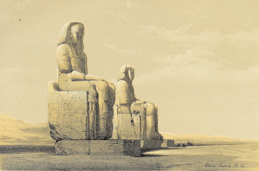 The Holy Land : Syria, Idumea, Arabia, Egypt & Nubia Vols. 3 & 4 - Statues of Memnon in the Plain of Goorna, at Thebes (1855)