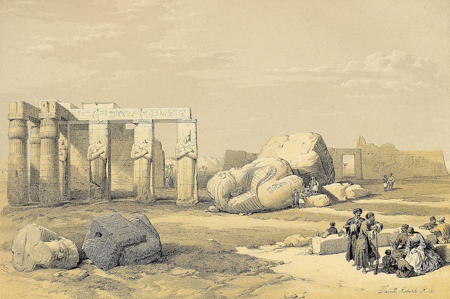The Holy Land : Syria, Idumea, Arabia, Egypt & Nubia Vols. 5 & 6 - Fragment of the Great Colossus at the Menonium, Thebes (1855)