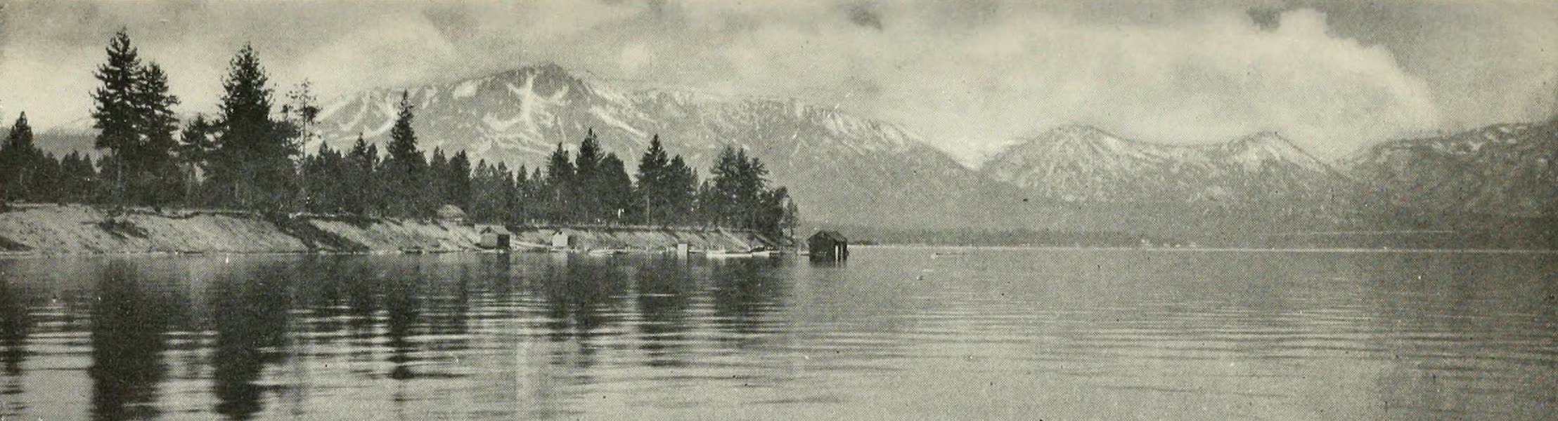 The Lake of the Sky, Lake Tahoe - Mount Tallac, Rubicon Peaks, etc., from Long Wharf at Al Tahoe, Lake Tahoe (1915)
