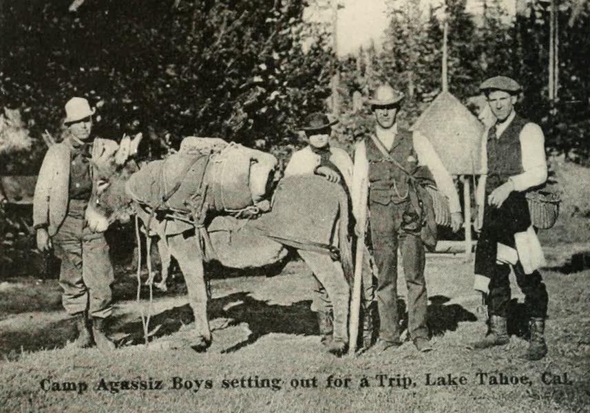 The Lake of the Sky, Lake Tahoe - Camp Agassiz Boys Setting out for a Trip, Lake Tahoe, Cal. Copyright 1910, by Harold A. Parker. (1915)