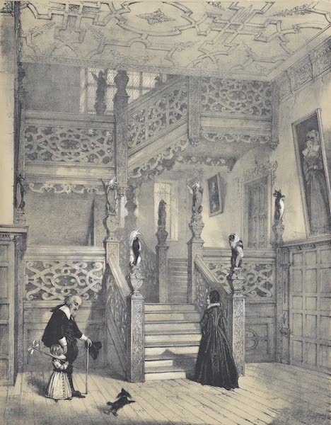 The Mansions of England in the Olden Time Vol. 1 - Staircase, Crewe Hall, Cheshire (1839)