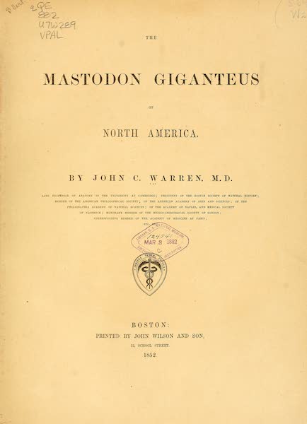 The Mastodon Giganteus of North America - Title Page (1852)