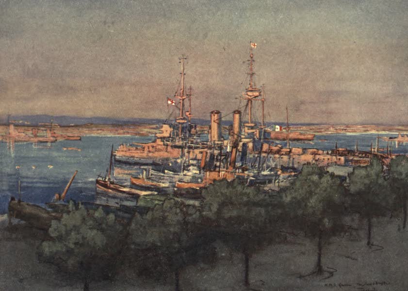 The Naval Front - H.M.S. Queen, Trawlers and Drifters : Taranto (1920)