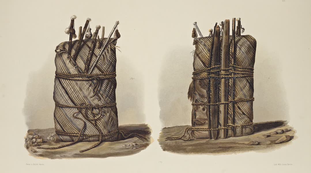 The Necropolis of Ancon Vol. 1 - Front and back view of a Mummy with weaving implements (1880)