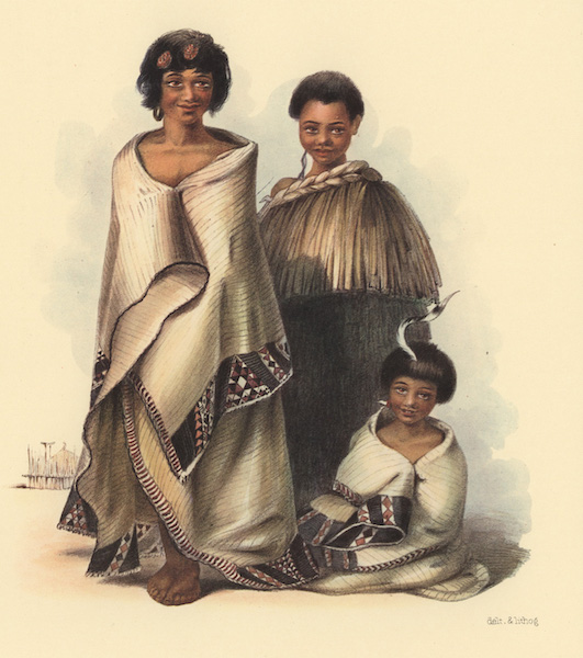 The New Zealanders Illustrated - Children of Te Pakaru, the chief of Kawhia (1847)