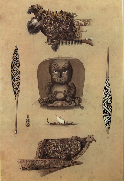 Ornamental Canoe Heads, Paddles etc (7 figs)