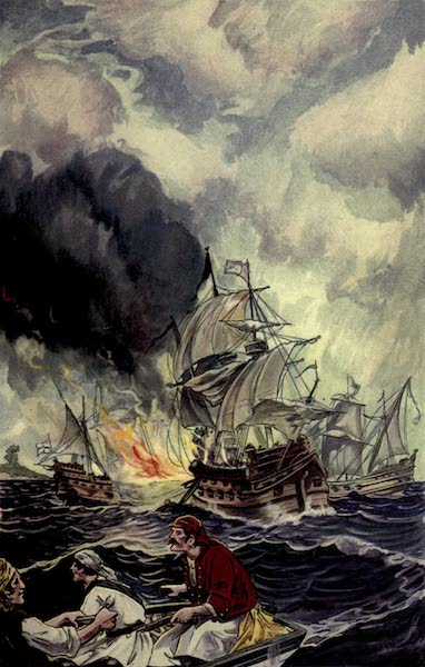 The Pirates of Panama - The fire-ship sailing before the rest fell presently upon the great ship. (1914)