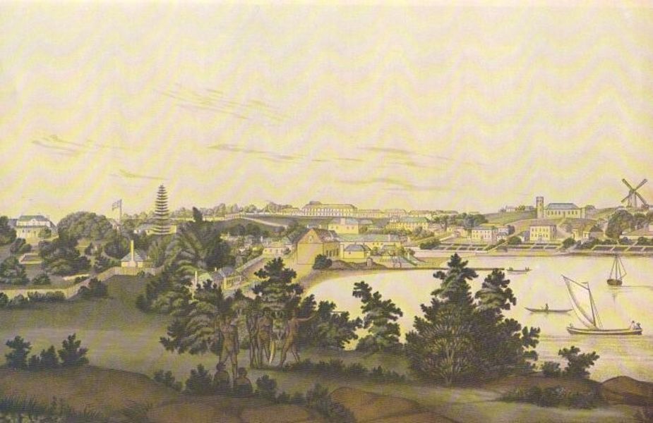 The Present Picture of New South Wales - New South Wales, 1810. View of Sydney from the East Side of the Cove [I] (1811)