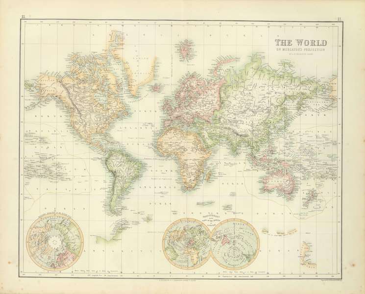 The Royal Illustrated Atlas - World on Mercator's Projection (1872)