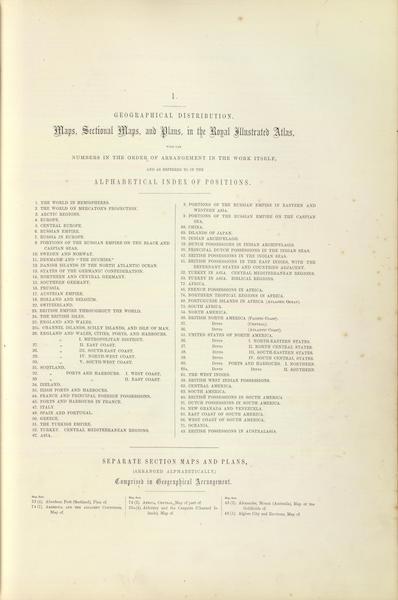 The Royal Illustrated Atlas - Contents [I] (1872)