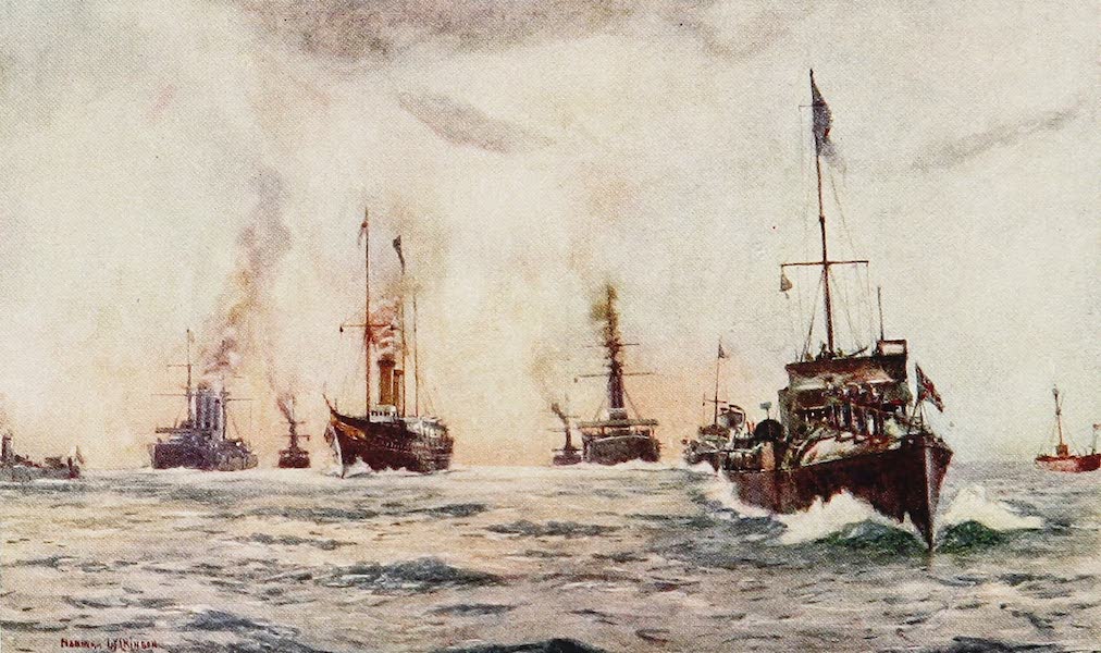 The Royal Navy, Painted and Described - A Royal Escort. Arrival of the King of Portugal (1907)