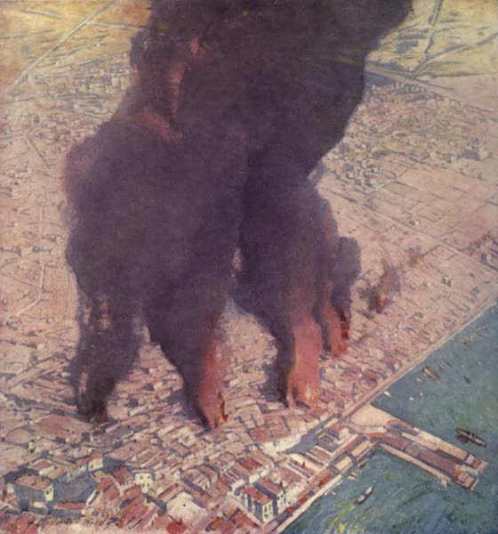 The Salonika Front - Last Phase of the Great Fire at Salonika, seen from the Air (1920)
