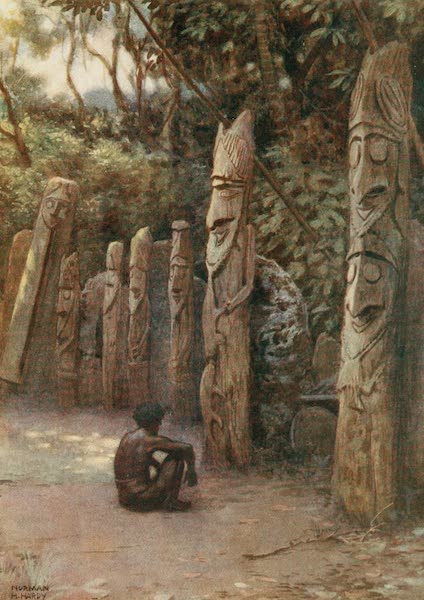 The Stone "Demits," or the Souls, with their attendant wooden figures, Malekula Island, New Hebrides