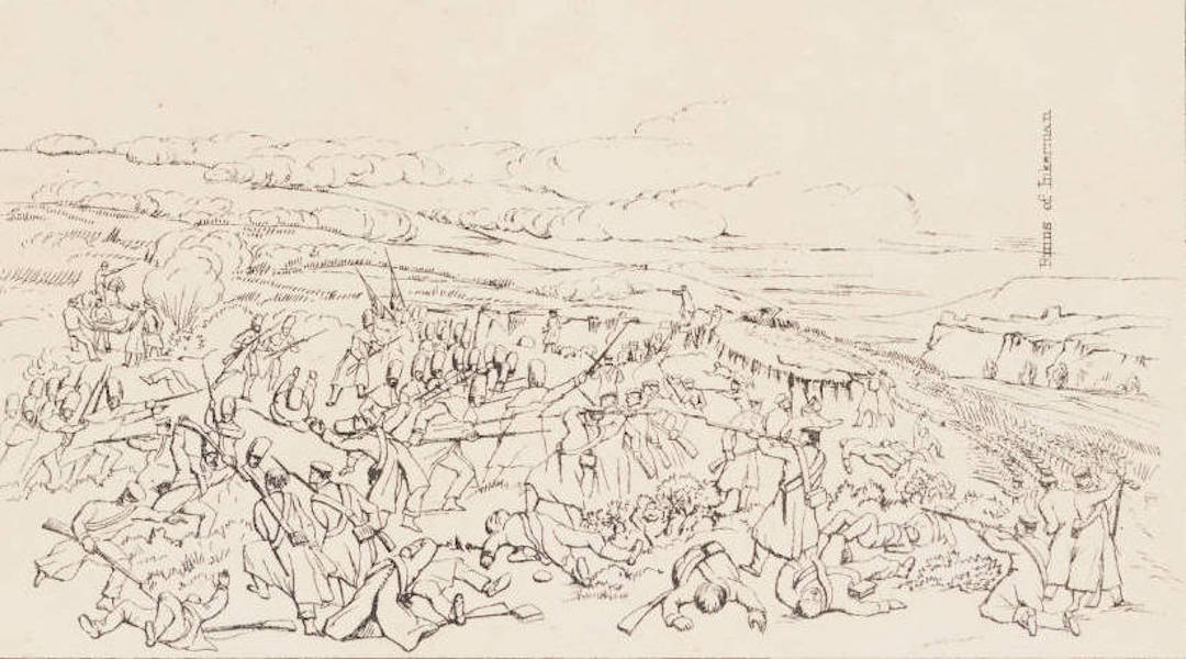 The Seat of War in the East Vol. 1 - Key to "Second Charge of the Guards When They Retook the Two Gun Battery at the Battle of Inkerman" (1855)