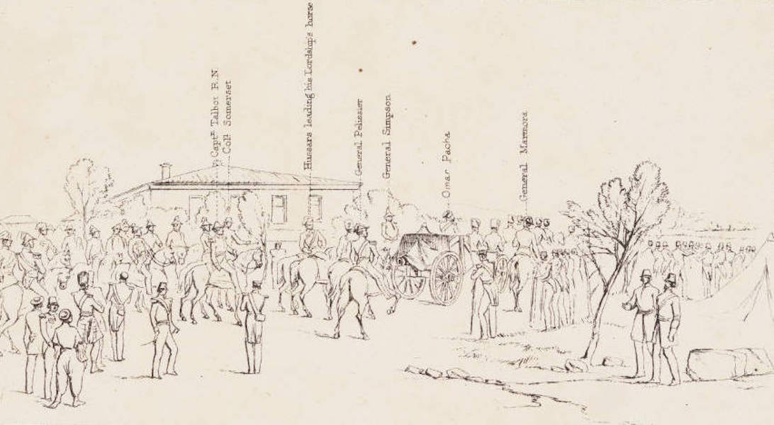 The Seat of War in the East Vol. 2 - Key to the "Funeral Cortege of Lord Raglan Leaving Head Quarters" (1856)