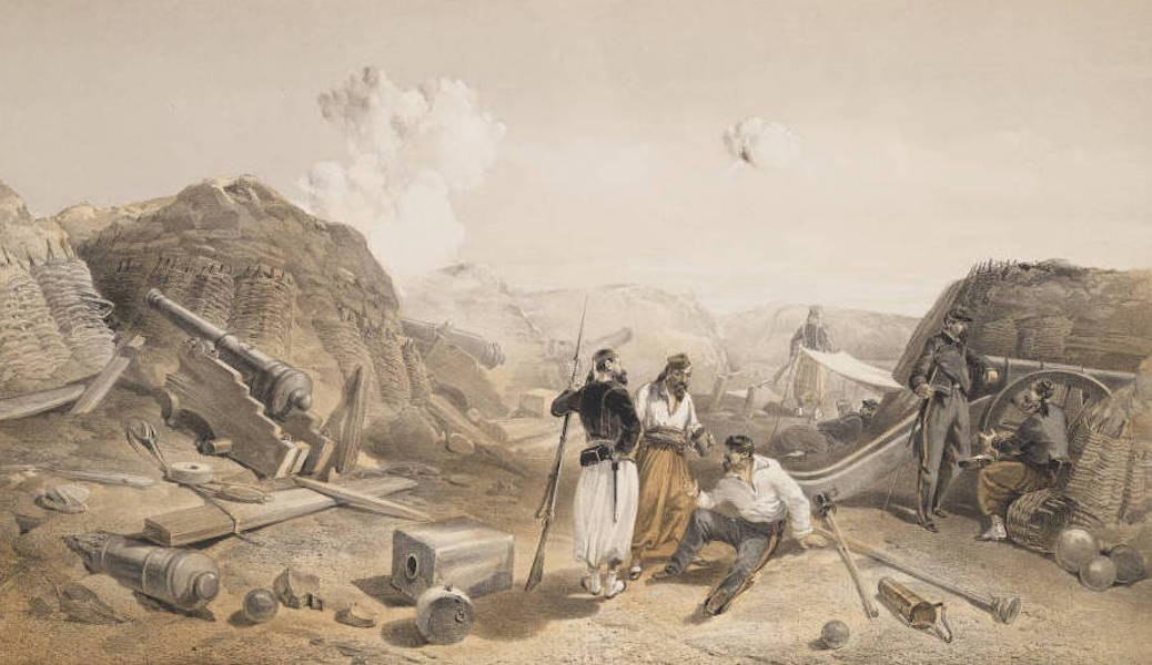The Seat of War in the East Vol. 2 - Sketch in the Interior of the Mamelon Vert, Looking South. (1856)