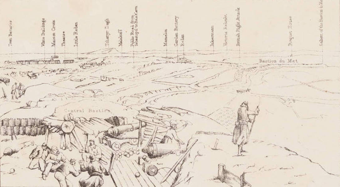 The Seat of War in the East Vol. 2 - Key to "Bastion du Mat, from the Central Bastion" (1856)
