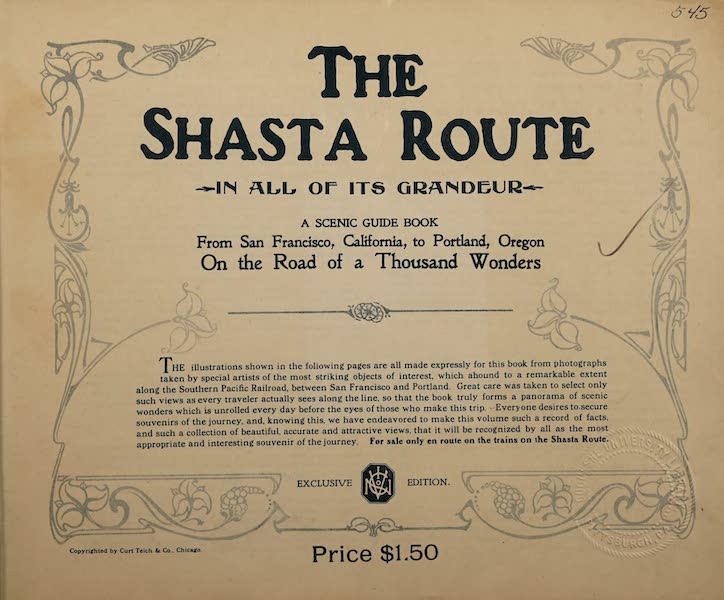 The Shasta Route in All of Its Grandeur - Title Page (1923)