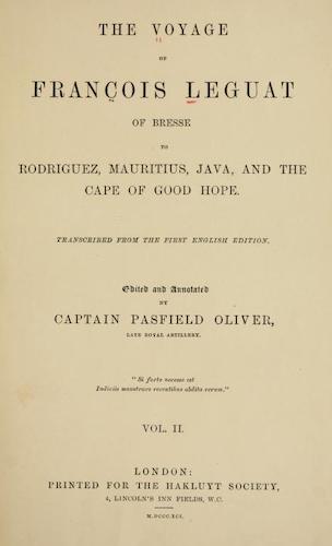 Hakluyt Society - The Voyage of Francois Leguat of Bresse Vol. 2