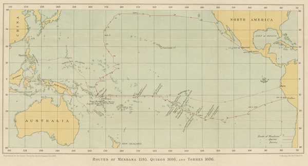 Routes of Mendana 1595, Quiros 1606 and Torres 1606