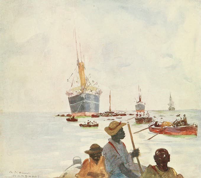 The West Indies, Painted and Described - Steamers unloading, Barbadoes (1905)